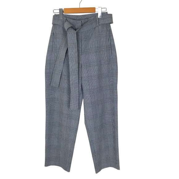 Aritzia Wilfred Blue Plaid High Rise Dress Pant With Belt Size 6 - Picture 1 of 7